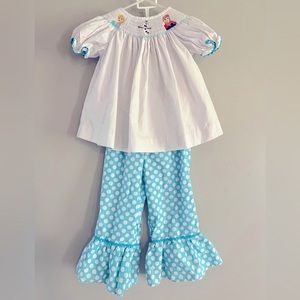Frozen Smocked 2 piece shirt and pants size 2/3t